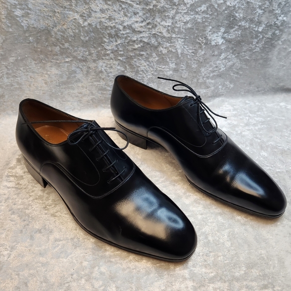 Vergelio Black Leather Hand Made in Italy By B. Cavalli Oxfords-Size 43 - Picture 1 of 9